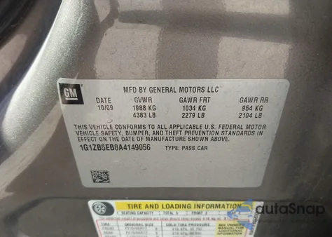 2010 Chevrolet Malibu Ls из США, поврежденный, VIN 1G1ZB5EB8A4149056